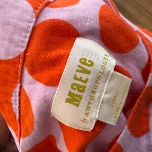 Maeve by Anthropologie Orange and Lilac Polka Dot Shirt